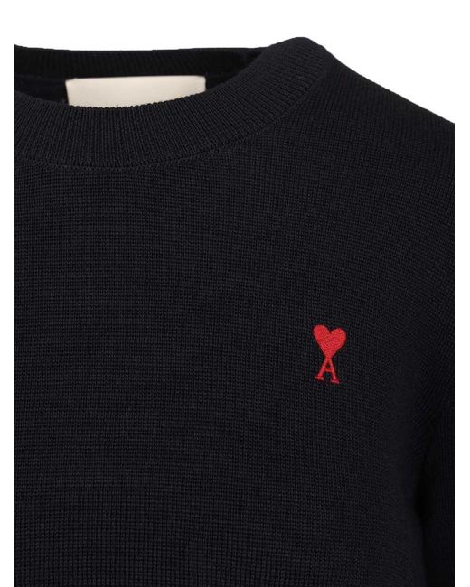 AMI Blue Ami Ami De Cå“Ur Wool Sweater