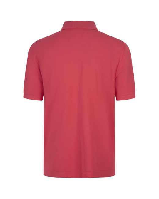 Fedeli Red Cotton Pique Polo Shirt for men