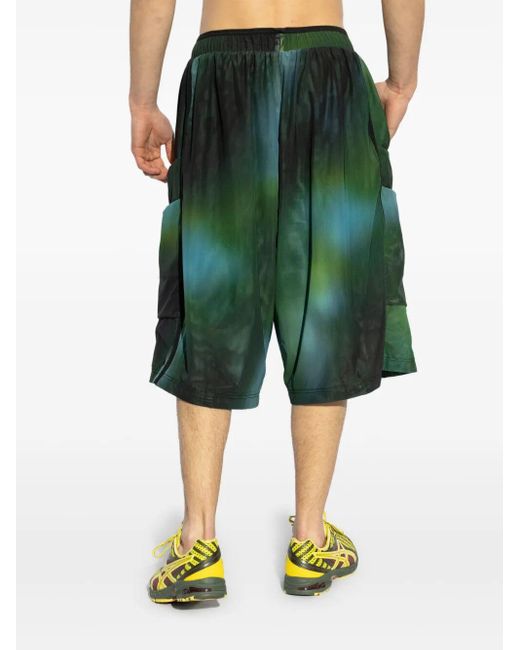 Y-3 Green Printed Cargo Shorts for men