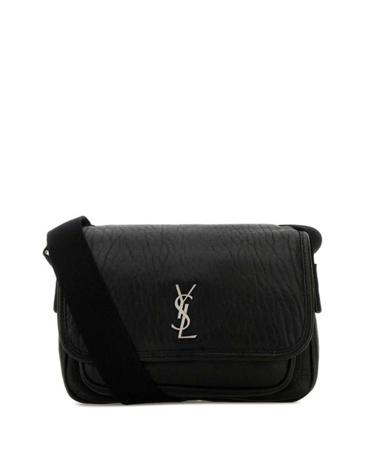 Saint Laurent Black Leather Small Messenger Crossbody Bag for men