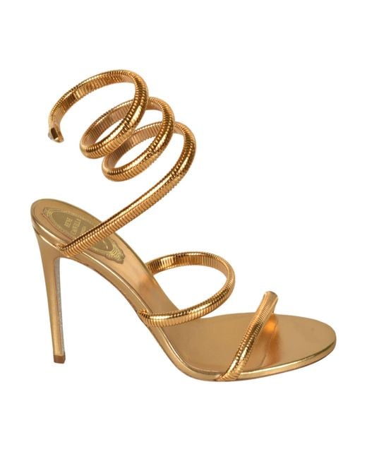 Rene Caovilla Wrap Around Sandals in Metallic | Lyst