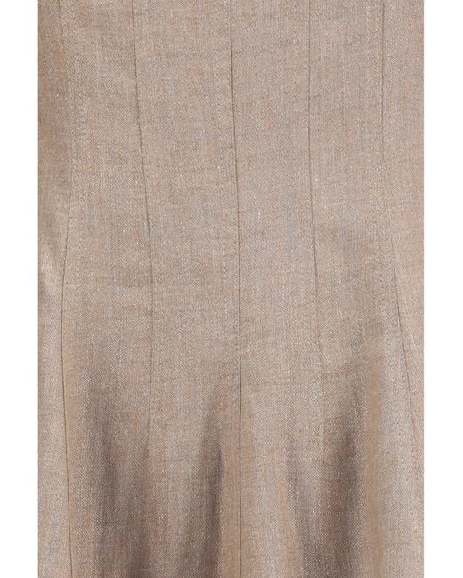 Brunello Cucinelli Natural Sparkling Linen Twill Dress Linen; Polyamide; Polyester