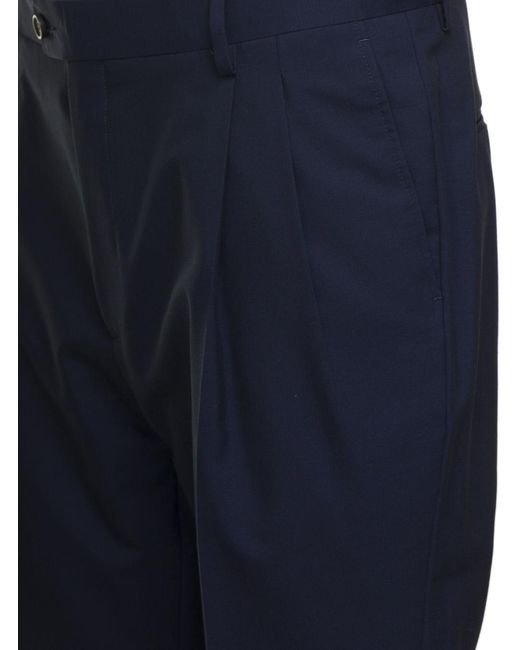 Reveres 1949 Blue Tailored Trousers for men