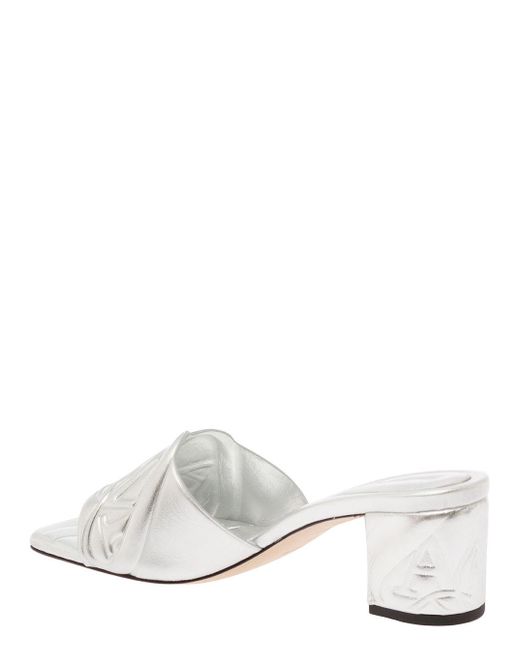 Alexander McQueen White Metallic Leather Flat Sandal