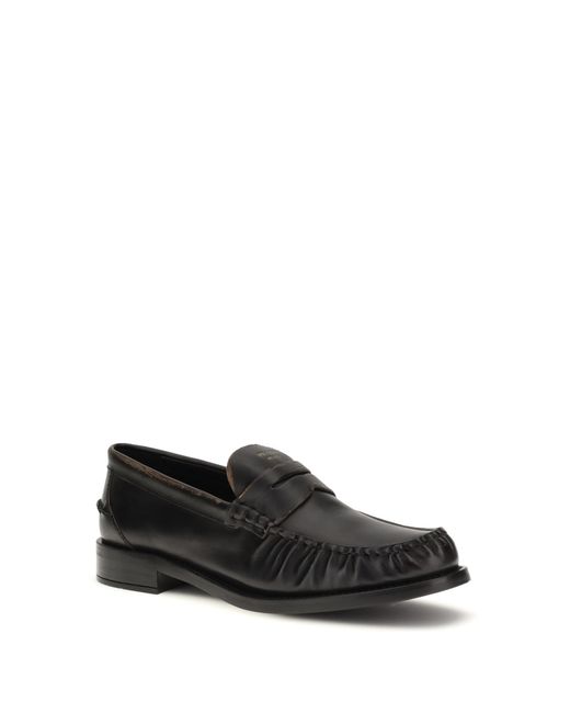 Prada Black Leather Loafers-Tan Calf