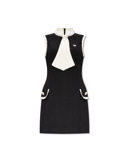 Casablancabrand Black Jacky Logo-Embroidered Sleeveless Mini Dress
