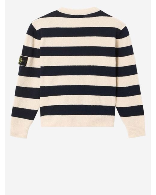 Stone Island Blue Sweater Striped Cotton-Blend for men
