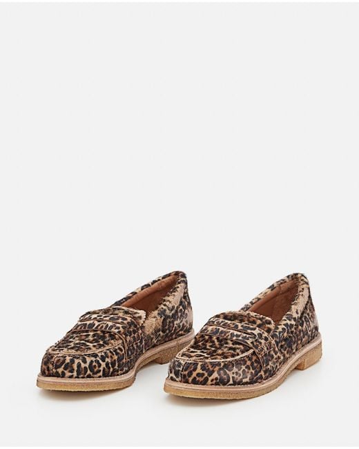 Golden Goose Deluxe Brand Brown Jerry Leopard Print Horsy Leather Loafers
