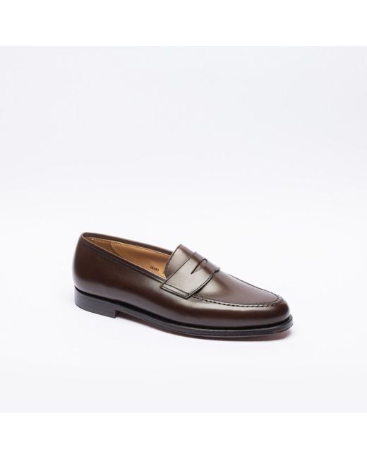 Crockett and Jones Brown Coffee Burnished Calf Penny Loafer for men