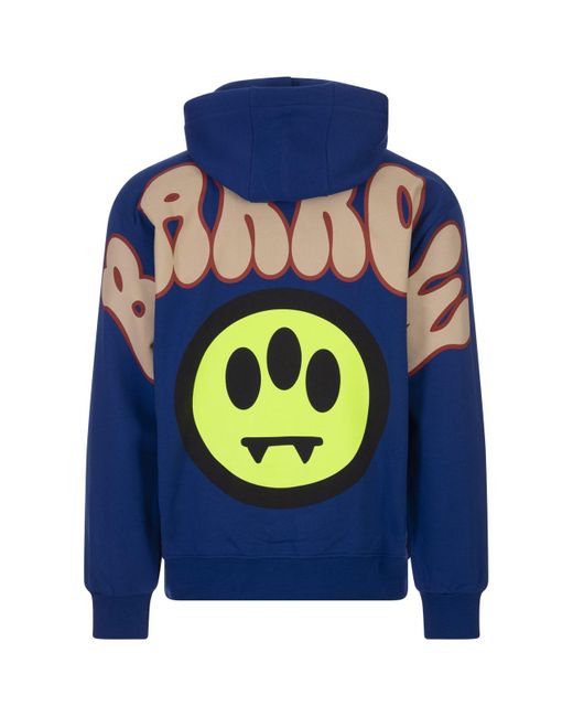 Barrow Blue Hoodie With Front And Back Lettering Logo for men