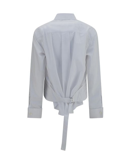 Sacai Blue Shirt Cotton Poplin With Belt