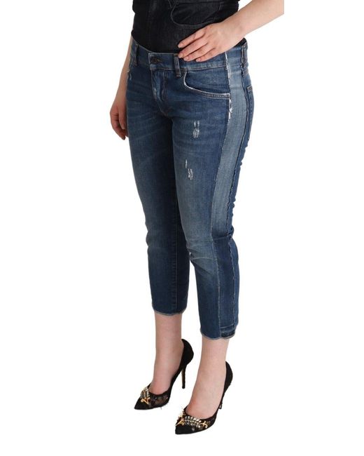 Dolce & Gabbana Blue Elegant Mid-Waist Cropped Denim