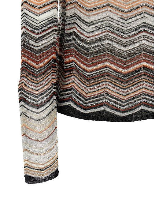 Missoni Gray Chevron Lamé Cardigan