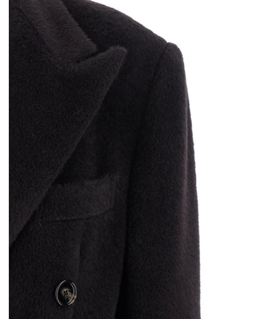 Tagliatore Black Double-Breasted Coat With Golden Buttons