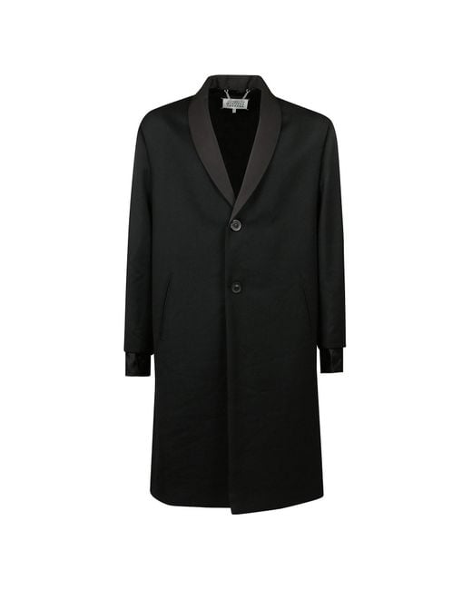 Maison Margiela Black Cavalry Single-Breasted Layered Coat for men