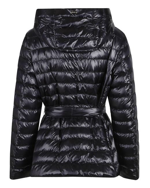 Herno Black Down Jacket Whit Belt