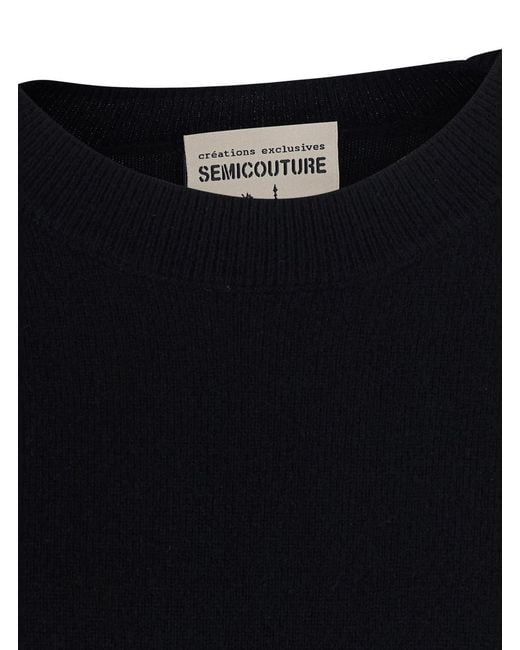 Semicouture Black Long Dress Brenda Knit Wool-Cashmere