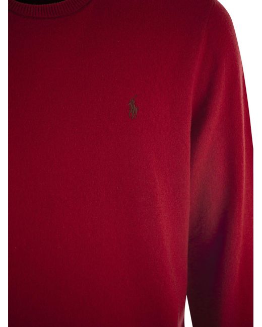 Polo Ralph Lauren Red Crew-Neck Wool Sweater for men