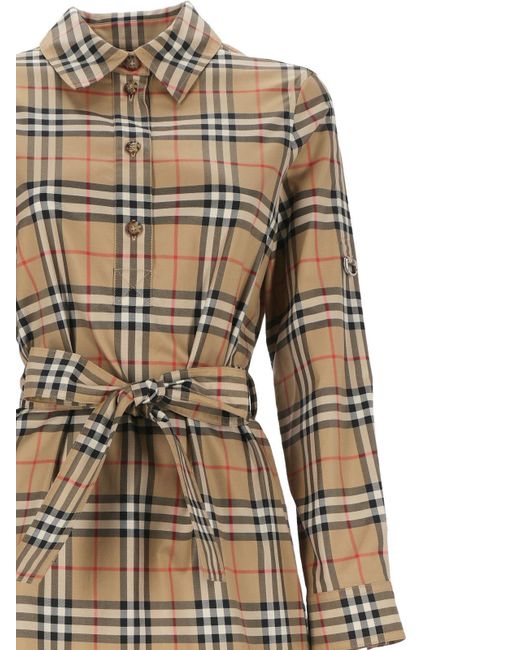 Burberry Natural Vintage Check-Pattern Belted Shirt Dress