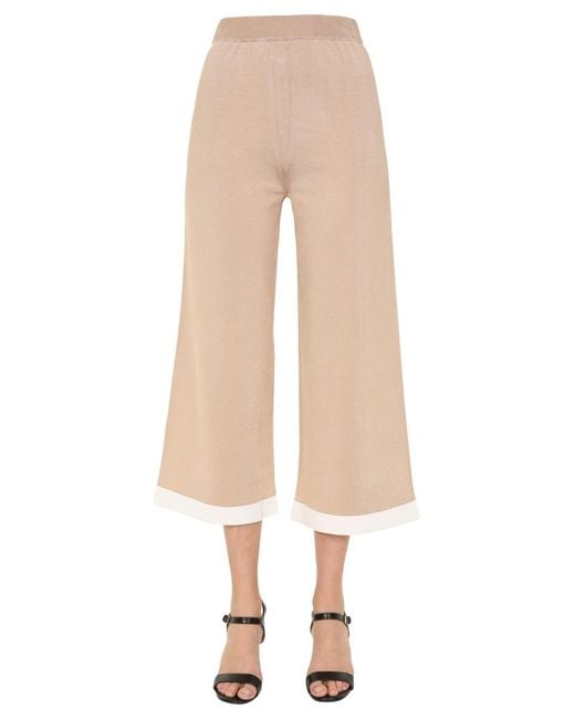 Boutique Moschino Natural Cropped Trousers With Elasticated Waist
