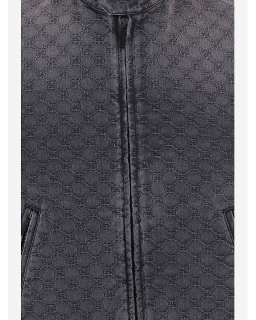 Gucci Gray Denim Jacket Gg Jacquard Cotton for men