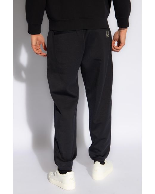 Emporio Armani Black Sweatpants With Logo Patch for men