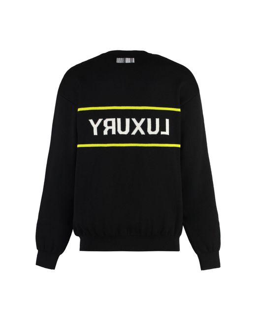 Vetements Black Luxury Wool Crew-Neck Sweater for men