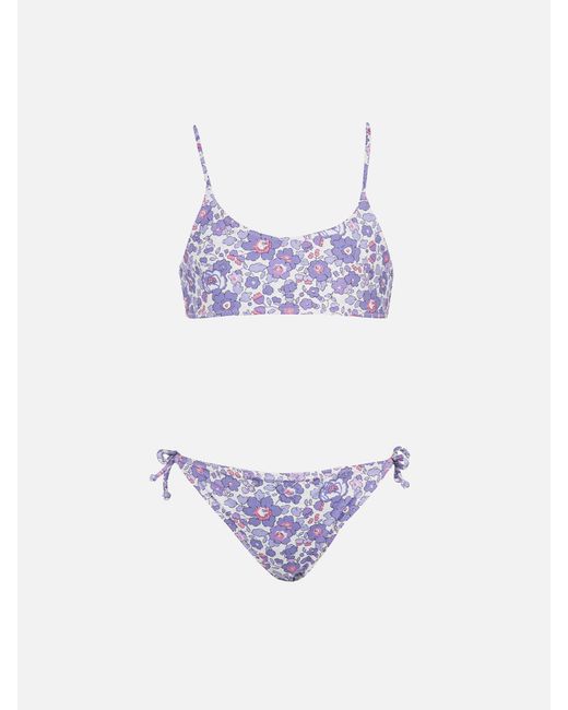 Mc2 Saint Barth Purple Girl Double Face Bralette Bikini Jaiden With Betsy Print