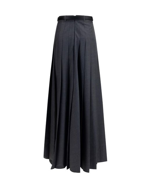 Self-Portrait Blue Pleated Maxi Skirt