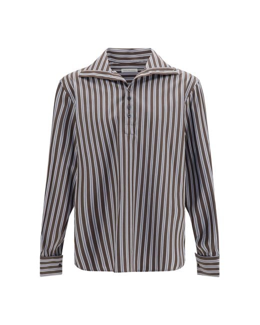 Dries Van Noten Gray Shirt Striped Cotton for men