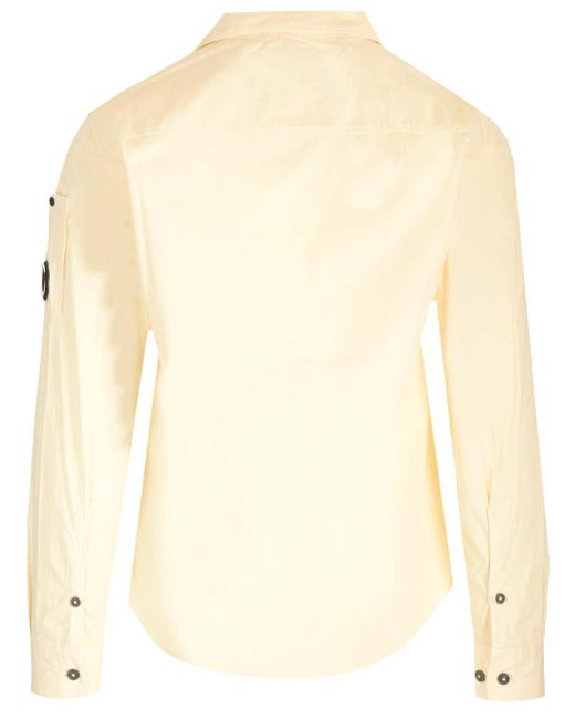 C P Company Natural Zip Up Collared Shirt for men