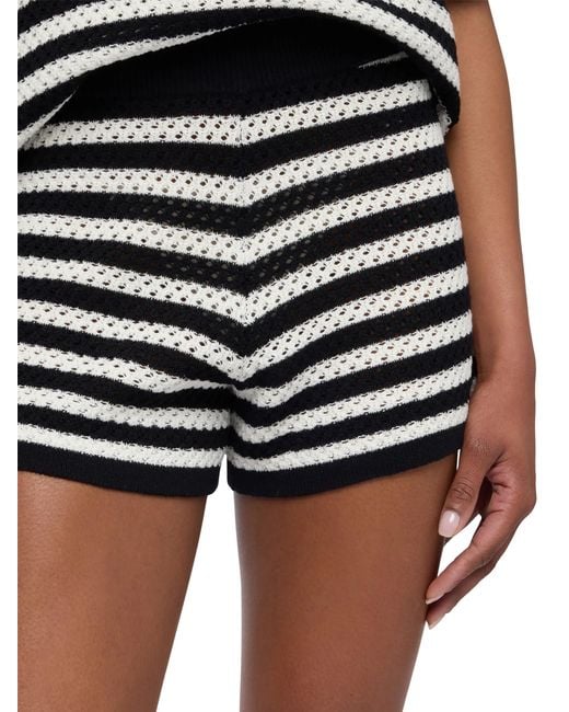 Mc2 Saint Barth Black Yvette Striped Knit Shorts Pant