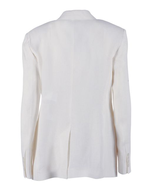 Max Mara White Jacket Linen Lining Viscose Cupro