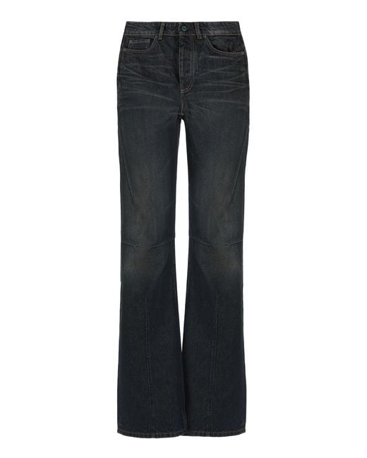 Our Legacy Black Flared Jeans With Moto Cut Cotton