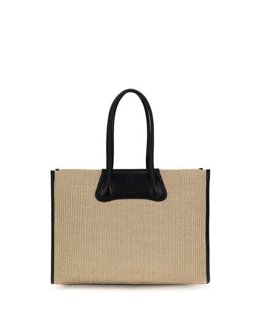 Vivienne Westwood Natural Troy Tote Bag Raffia Shoulder