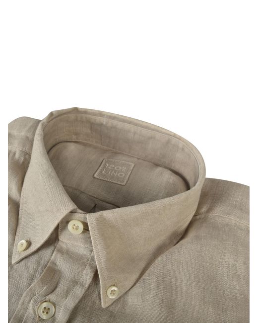 120% Lino Gray Regular Fit Button Down Shirt for men