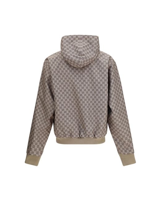 Gucci Gray Jacket Reversible Zip Cotton Polyester Shirt for men
