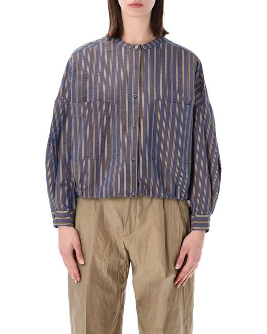 Sessun Blue Cadaques Seersucker Shirt Cotton