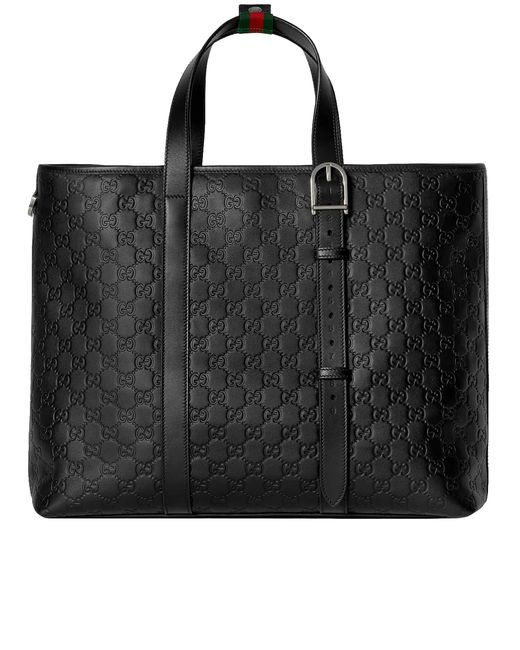 Gucci Black Gg Emblem Large Shopping Bag for men