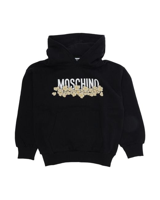 Moschino Black Hoodie Boy Cotton Hoods & Sweatshirts for men