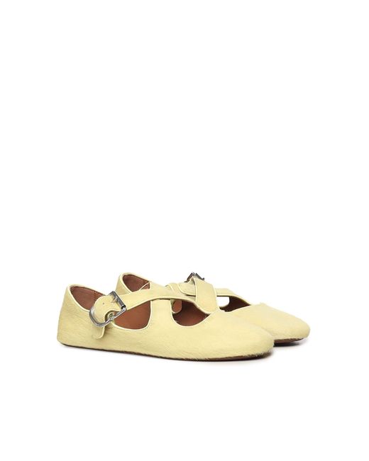 Alaïa Metallic Flat Pony Hair Ballerinas