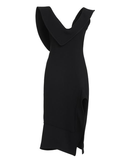 Bottega Veneta Black Midi Dress Cotton Blend Viscose
