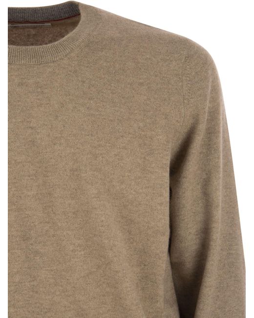 Brunello Cucinelli Brown Pure Cashmere Crew-neck Sweater for men
