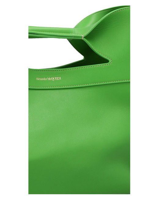 Alexander McQueen Green Logo-Printed Top Handle Bag