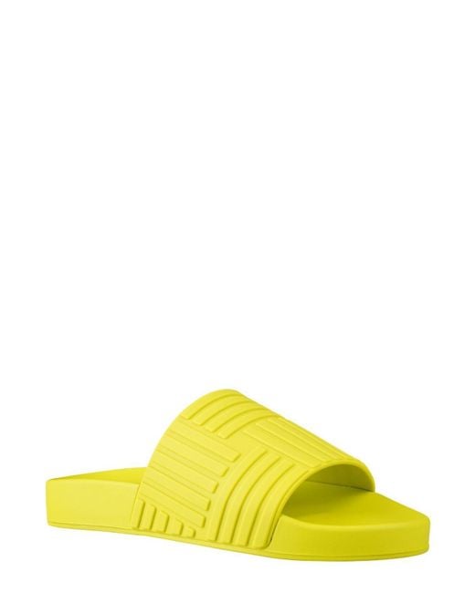 Bottega Veneta Yellow Flat Slide Sandals