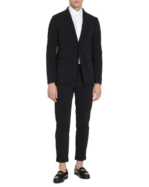 THE (Alphabet) Black Jacket Single-Breasted Two-Button Check Elastane Suit & Dinner for men