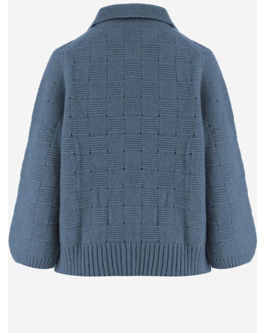 Allude Blue Cardigan Cashmere And Silk