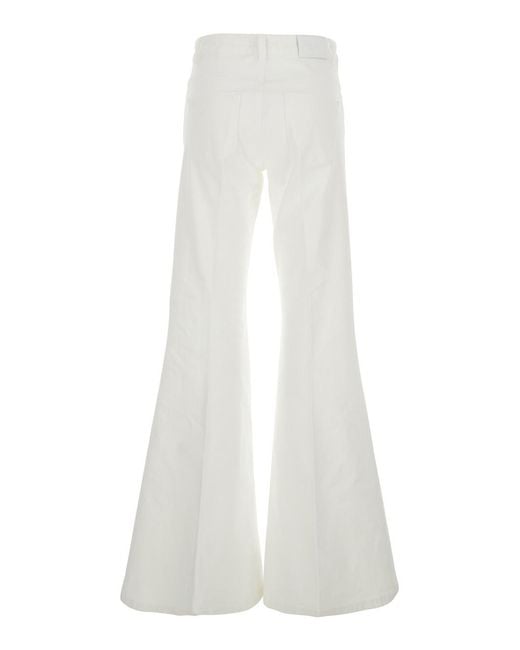 Twinset White Wide Leg Jeans With Logo Patch On The Back And