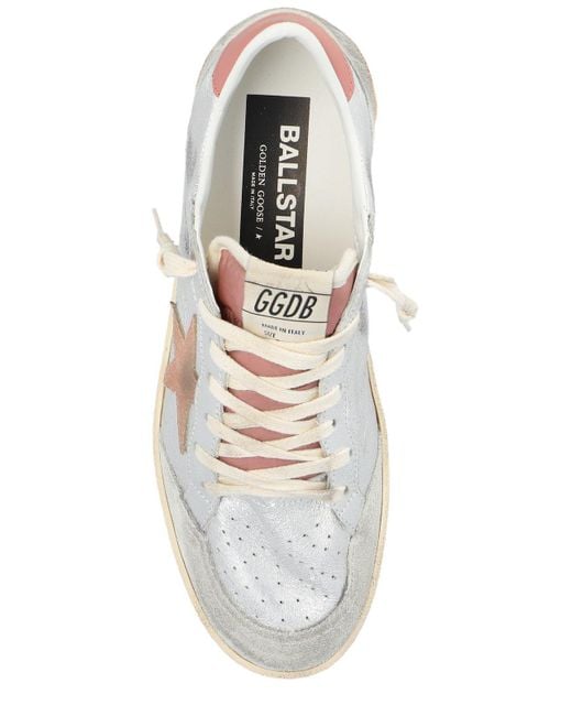 Golden Goose Deluxe Brand White Ballstar Metallic Lace-up Sneakers
