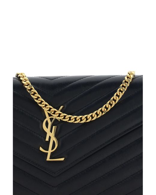 Saint Laurent Black Wallet Monogram Leather Lambskin Shoulder Bags